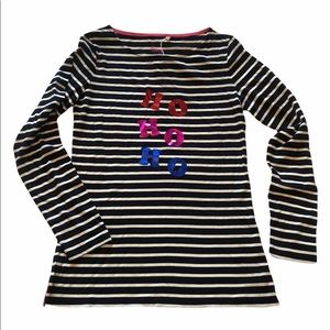 Boden Long Sleeve Striped Tee | Ho Ho Ho | Breton